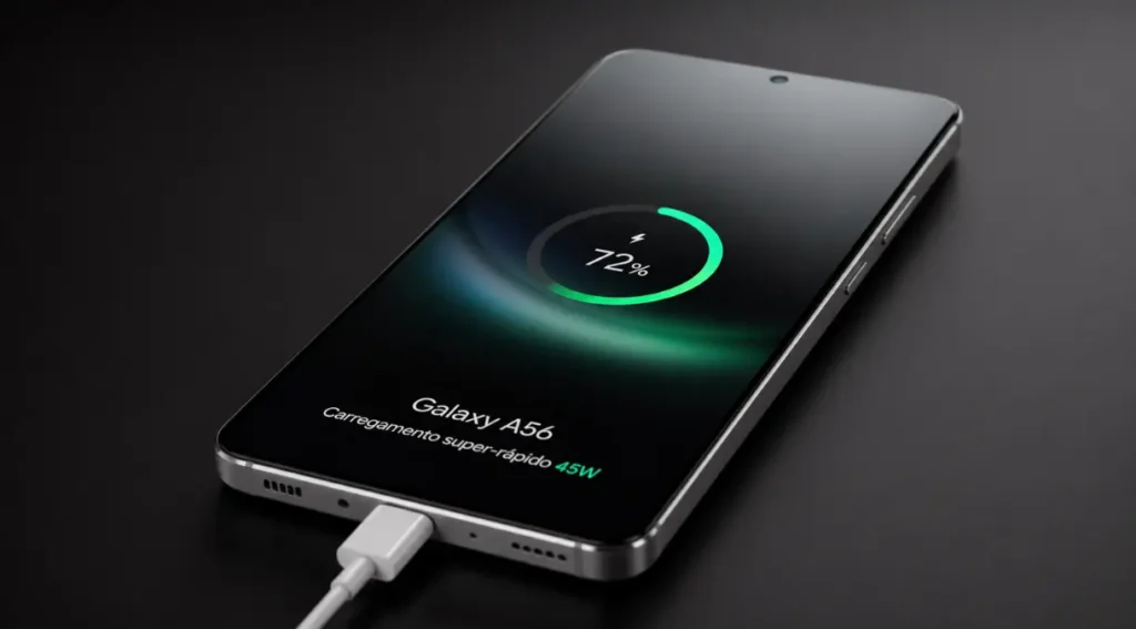 galaxy a56 carregamento rápido 45w bateria 5000mah autonomia