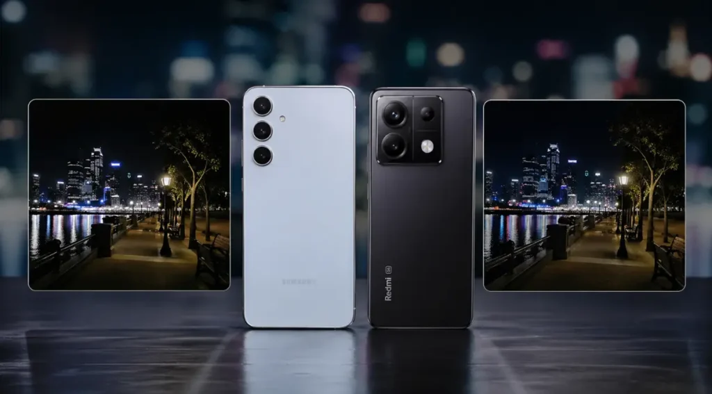 Galaxy A55 vs Redmi Note 13 Pro: Qual Vale Mais a Pena em 2026? 5 comparativo foto noturna Galaxy A55 Redmi Note 13 Pro câmera