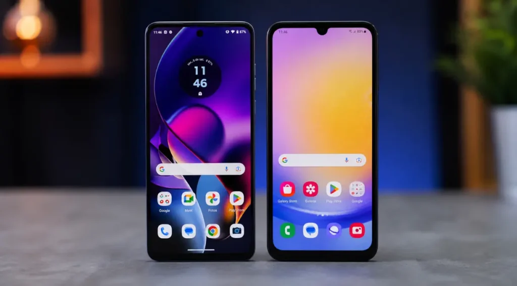 Moto G54 vs Galaxy A25: Qual Comprar em 2026? 2 Moto G54 vs Galaxy A25 comparação frente a frente 2026