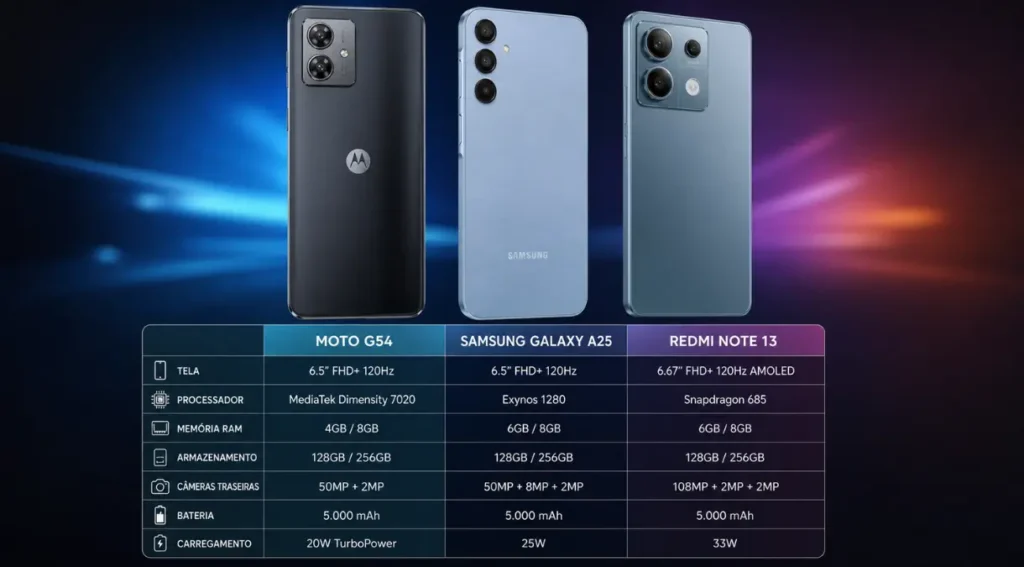 Review Moto G54: Vale a Pena Comprar em 2026? 7 comparação moto g54 samsung a25 redmi note 13 intermediários 2026