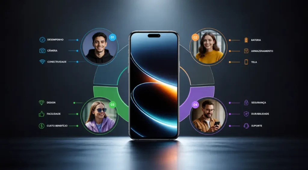 Como Escolher Celular em 2026: Guia Completo para Não Errar 3 perfis usuario celular 2026 guia escolha