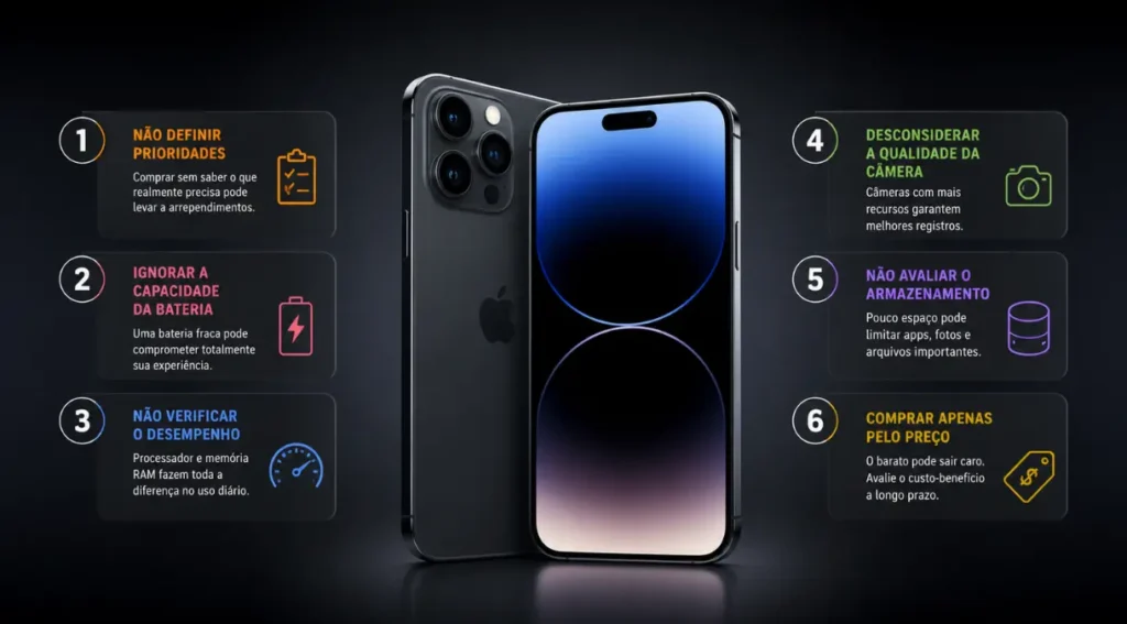 Como Escolher Celular em 2026: Guia Completo para Não Errar 6 erros comuns compra celular 2026 guia