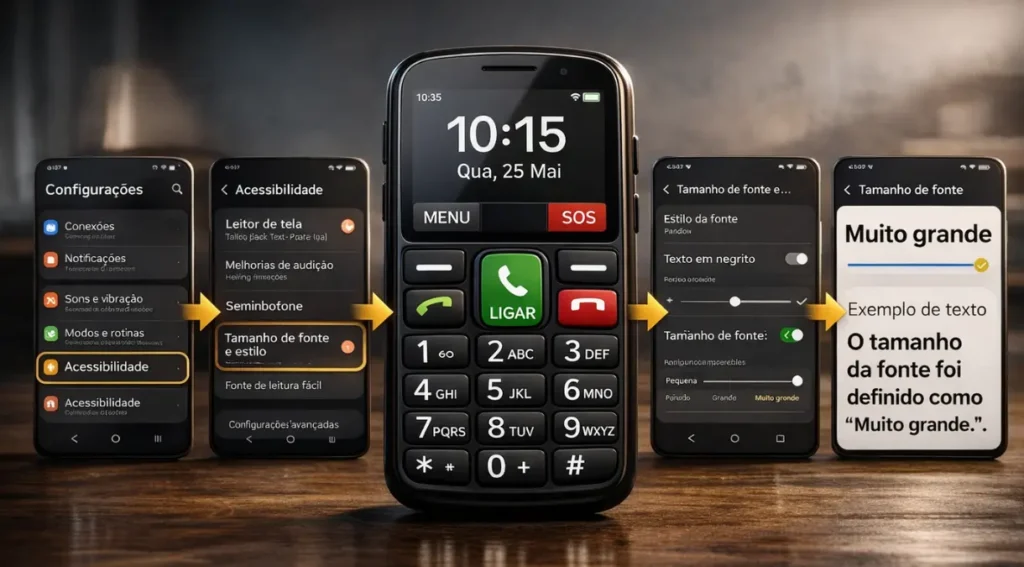 configurar fonte grande celular idoso android passo a passo