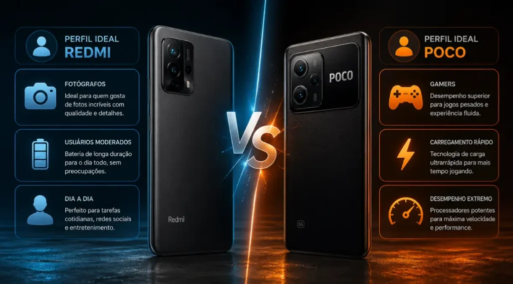 diferença Redmi Poco perfil usuário infográfico