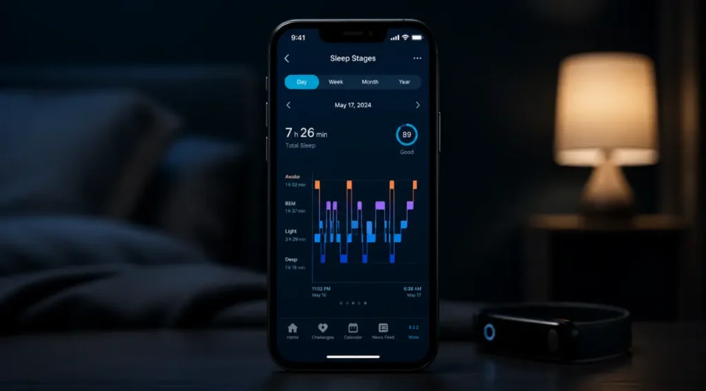 Fitness Tracker: Guia Completo para Escolher o Melhor em 2026 4 análise sono fitness tracker aplicativo fases sono leve profundo REM