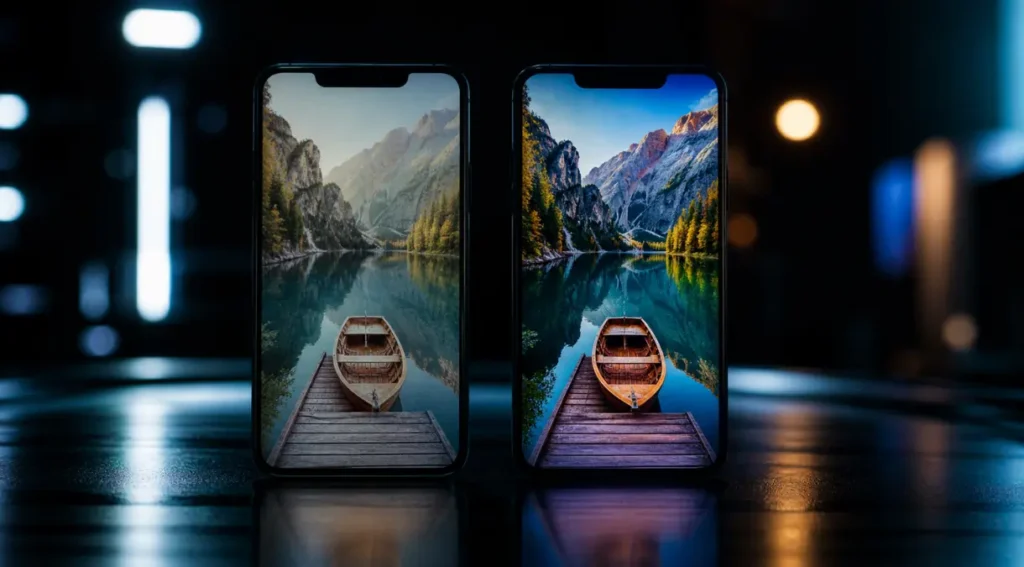 Celular LCD: Tudo o Que Você Precisa Saber em 2026 4 comparação tela LCD OLED cores saturação smartphone