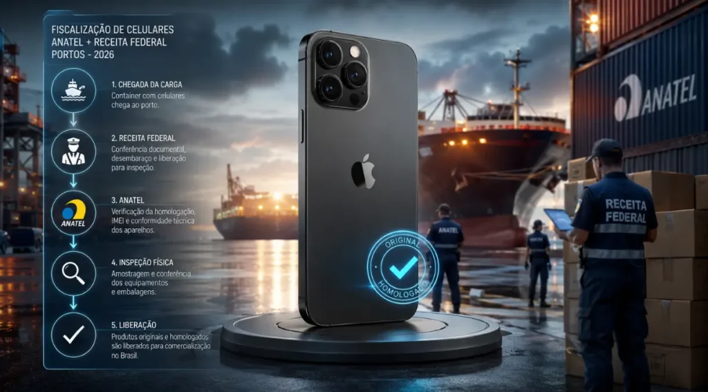 fiscalização Anatel Receita Federal celular irregular importação 2026