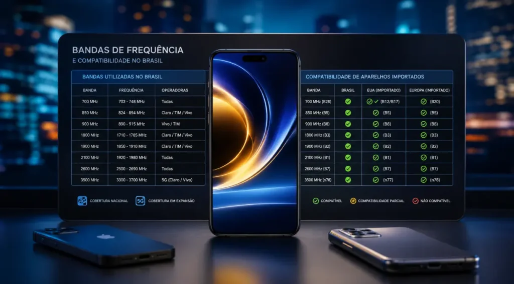 bandas frequência 4G 5G Brasil celular compatibilidade