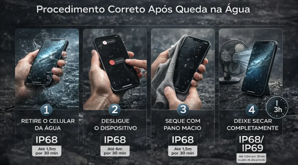 o que fazer quando celular cai na água procedimento correto