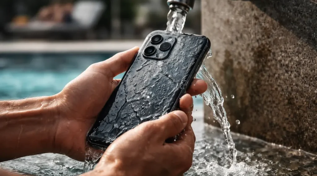 como limpar celular IP68 após uso na piscina água salgada