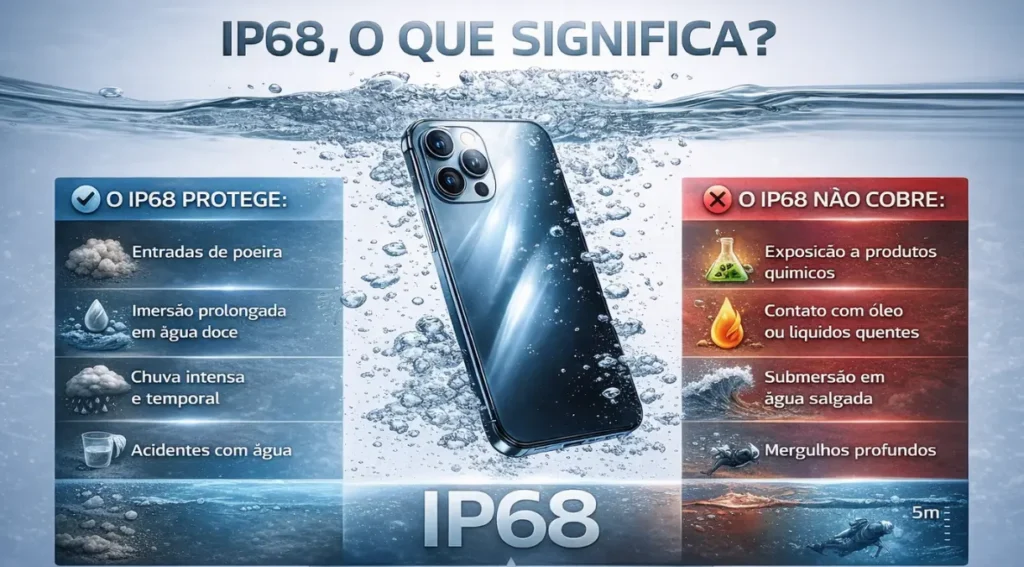 limites certificação IP68 o que protege e o que não cobre