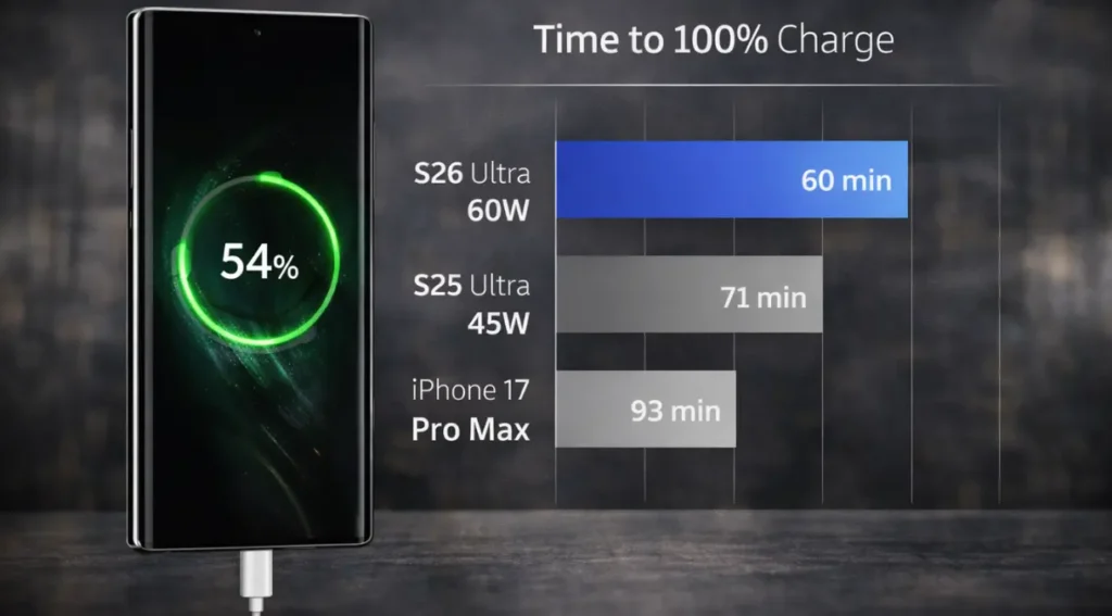 velocidade carregamento Galaxy S26 Ultra comparação