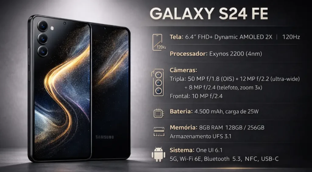 ficha técnica Galaxy S24 FE especificações completas 2026
