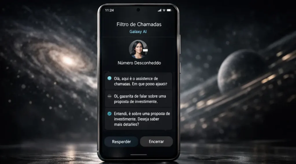 filtro chamadas galaxy ai samsung transcrição tempo real