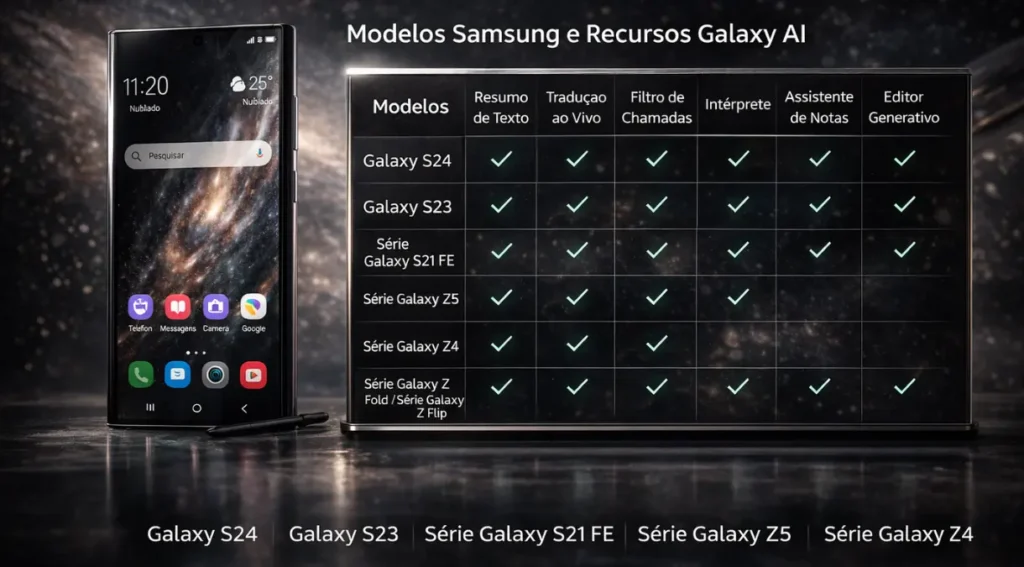 quais celulares samsung recebem galaxy ai 2026 lista atualização