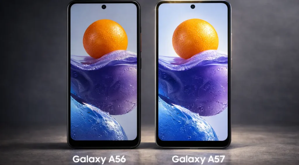 tela Galaxy A57 120Hz Super AMOLED comparação