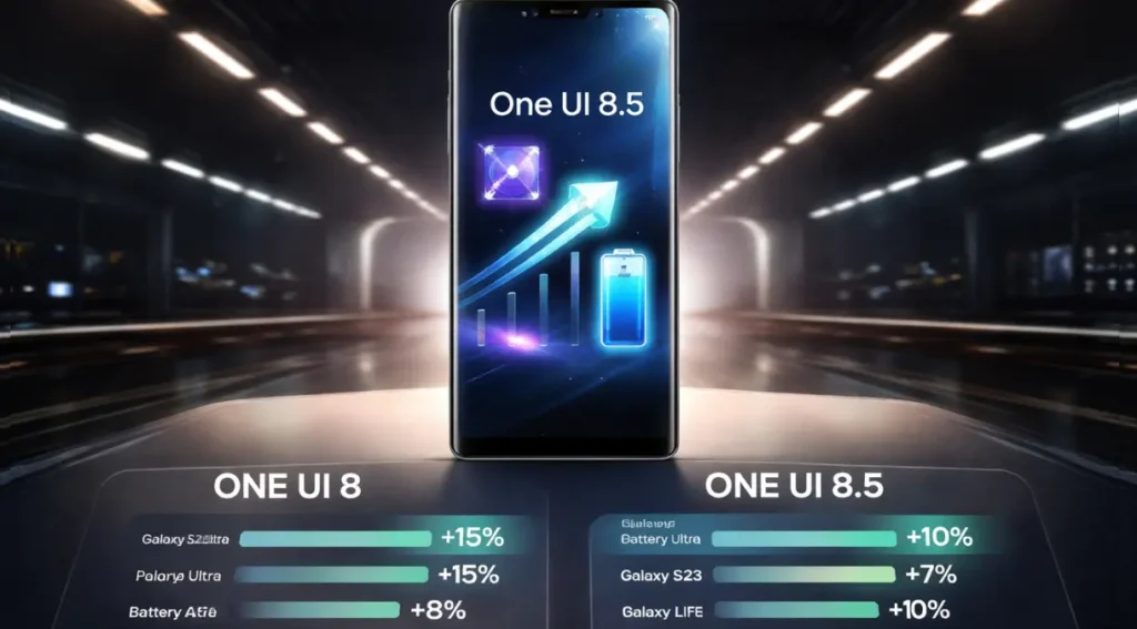 One UI 8.5 desempenho bateria comparativo Galaxy