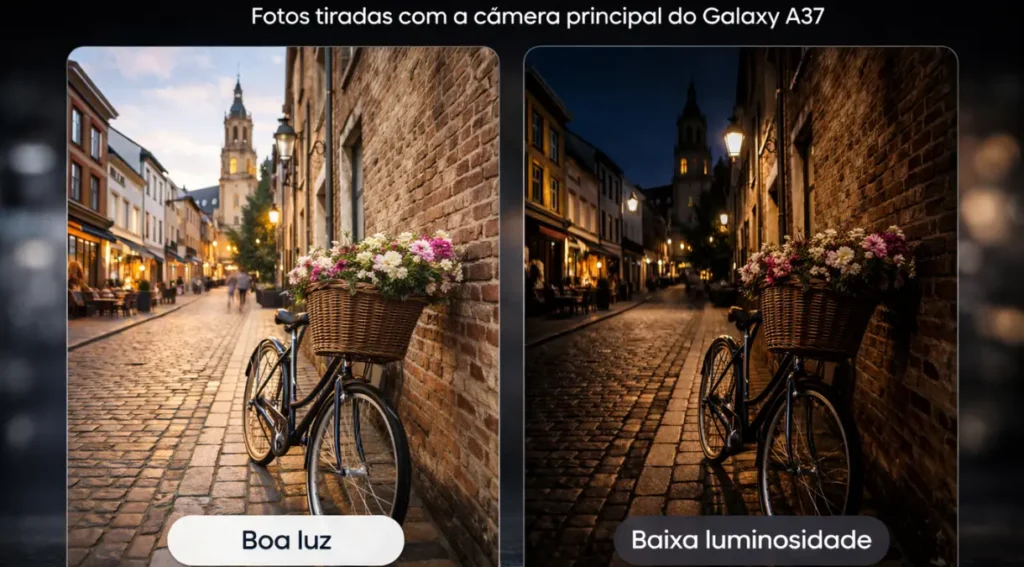fotos Samsung Galaxy A37 câmera 50MP modo noturno comparação