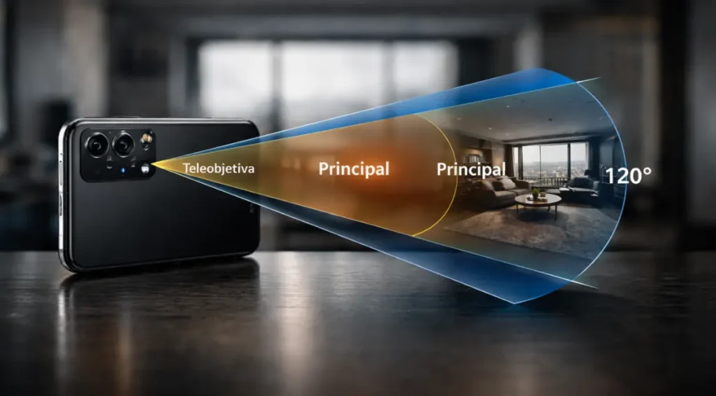 diagrama ângulo visão câmera ultra wide principal teleobjetiva celular