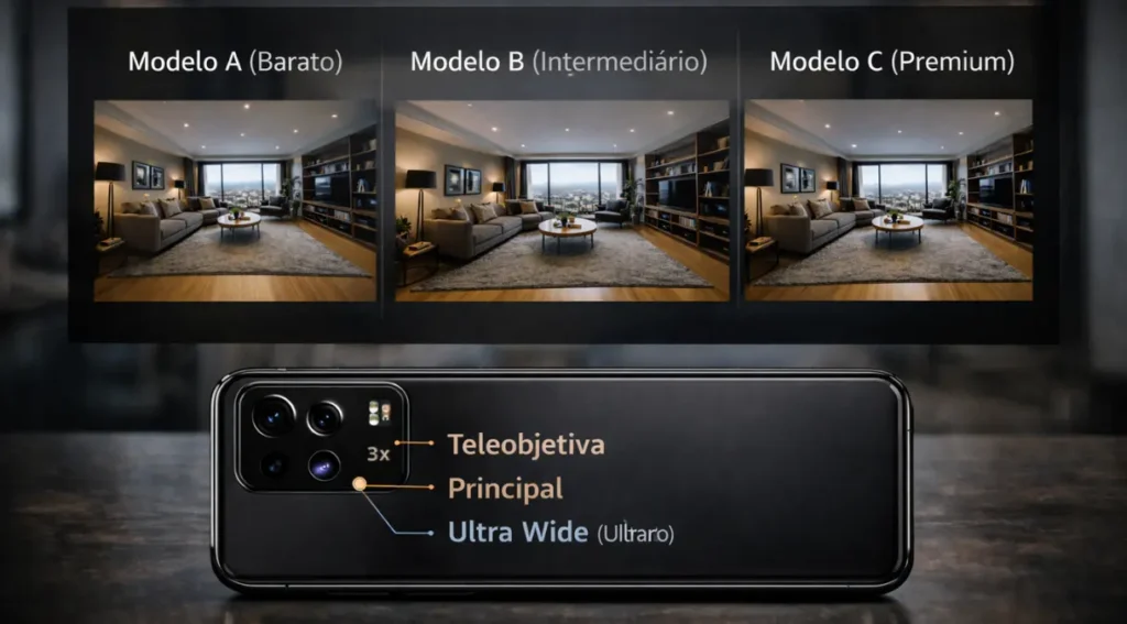 comparativo qualidade câmera ultra wide celular faixas preço 2026
