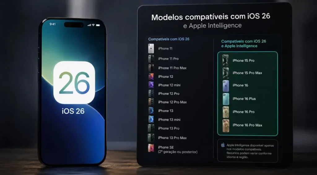 iPhones compatíveis iOS 26 Apple Intelligence lista completa