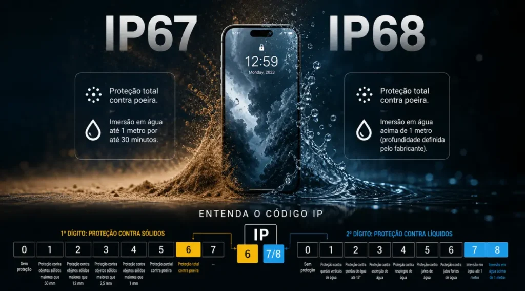 classificação IP proteção celular dígitos significado infográfico