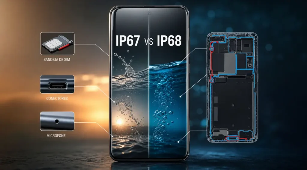 pontos vulneráveis celular resistência água vedações IP