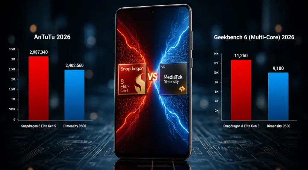 benchmark snapdragon 8 elite gen 5 vs dimensity 9500 antutu geekbench 2026