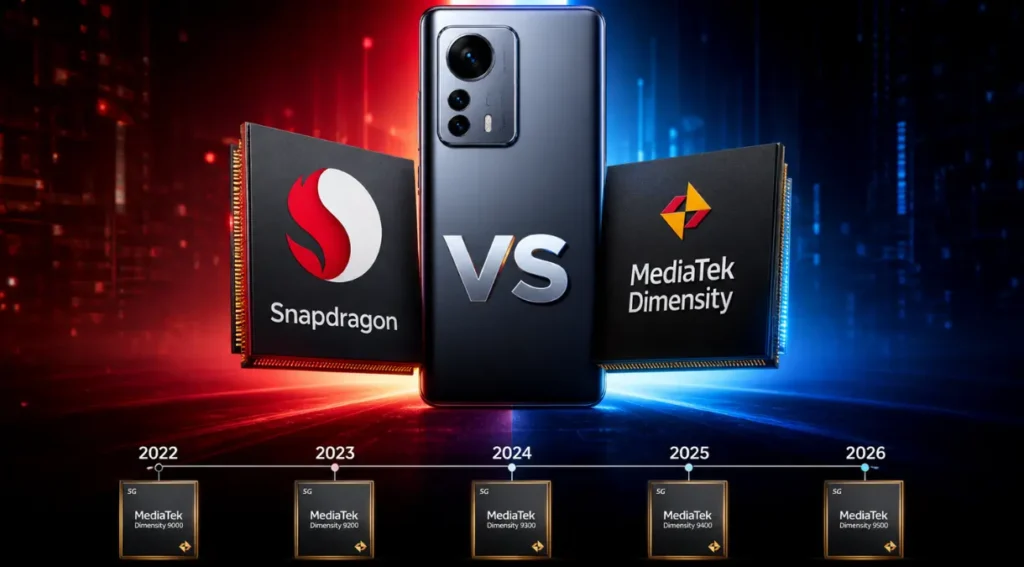 evolução MediaTek Dimensity 9000 ao 9500 linha do tempo
