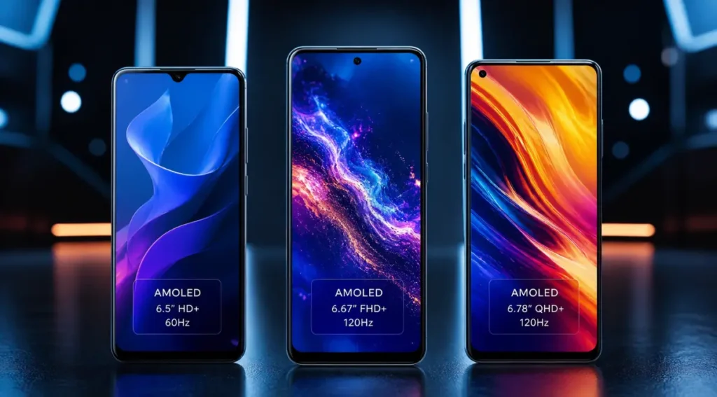 comparação tela AMOLED faixas de preco smartphones 2026