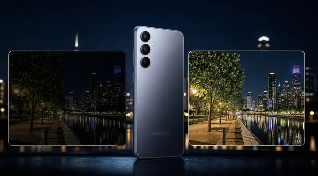 comparação foto noturna Exynos 1680 Galaxy A57 vs Exynos 1580 Galaxy A56