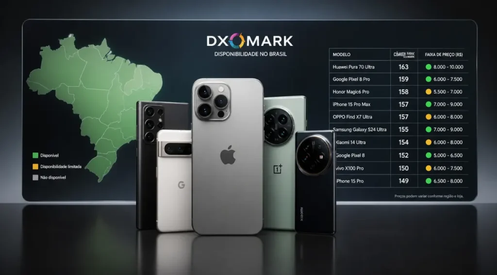 melhores câmeras celular disponíveis brasil 2026 preço dxomark
