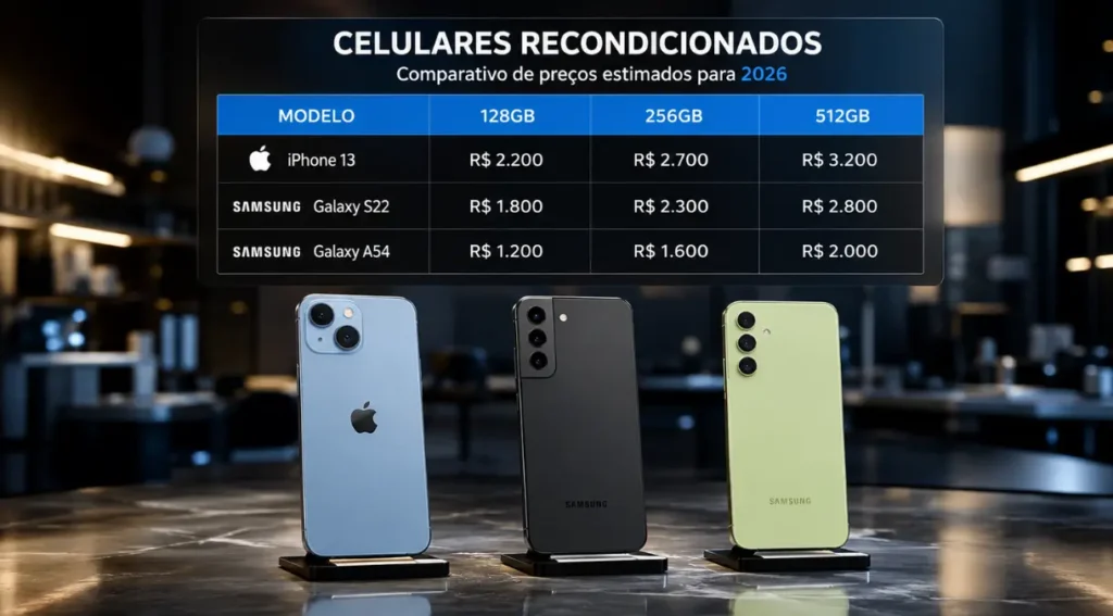 melhores celulares recondicionados 2026 iPhone Samsung comparação