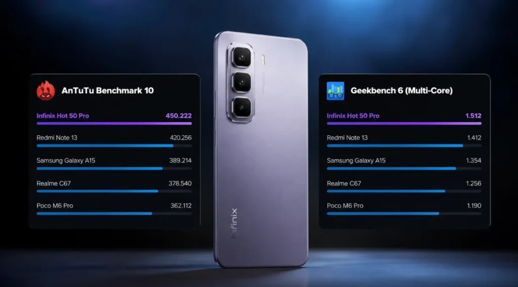 benchmark Infinix Hot 50 Pro desempenho Helio G100
