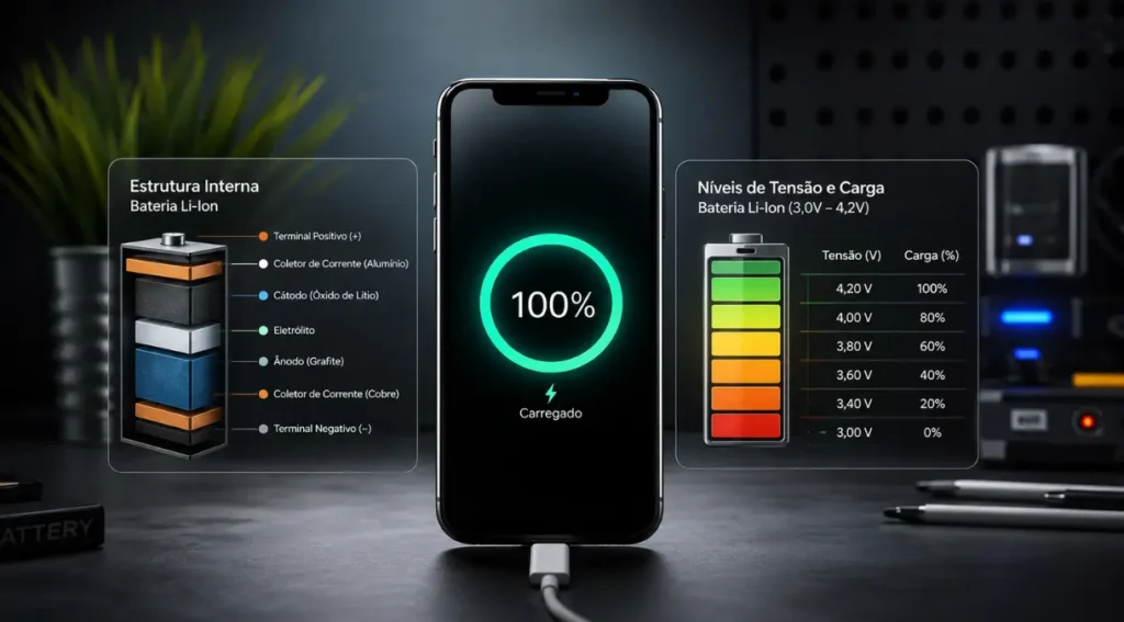 bateria litio ion tensao calibracao celular infografico