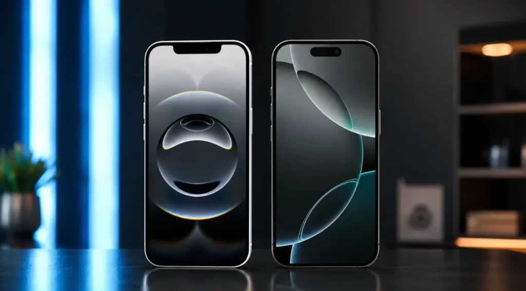 iPhone 17e ou iPhone 17: Qual a Diferença e Qual Vale Mais a Pena em 2026? 2 comparação design iPhone 17e vs iPhone 17 notch dynamic island