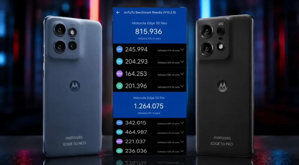 benchmark Motorola Edge 50 Neo vs Pro AnTuTu desempenho