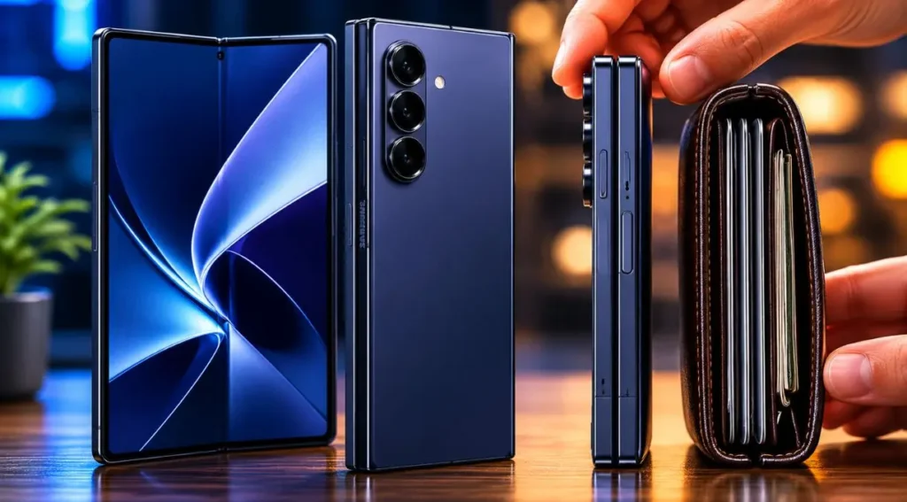 Galaxy Z Fold 7: Review Completo do Dobrável da Samsung em 2026 2 Galaxy Z Fold 7 espessura fechado comparacao carteira