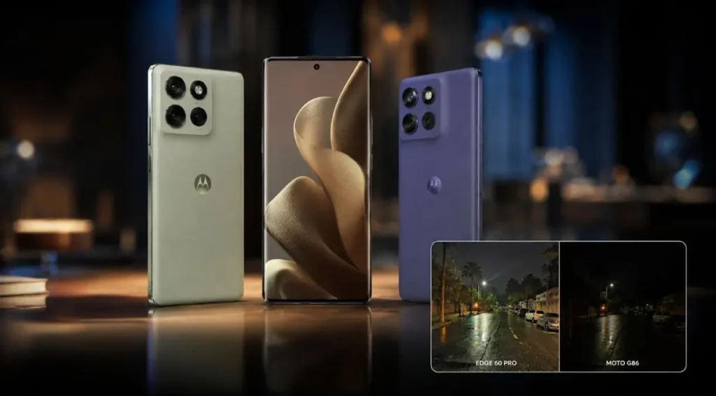 Motorola Moto G, E e Edge: Qual a Diferença Entre as Linhas em 2026? 5 comparação câmera edge 60 pro moto g86 foto noturna motorola