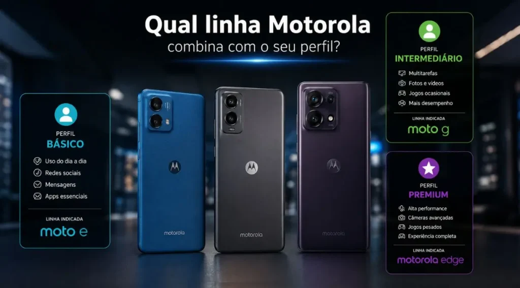 Motorola Moto G, E e Edge: Qual a Diferença Entre as Linhas em 2026? 6 qual motorola comprar perfil de uso moto g edge e 2026