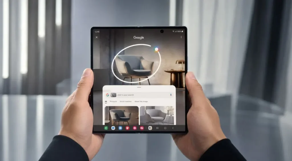 Galaxy Z Fold 7: Review Completo do Dobrável da Samsung em 2026 5 Galaxy AI Circle to Search Galaxy Z Fold 7 tela interna