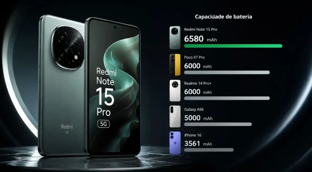 Redmi Note 15 Pro: Review Completo do Intermediário da Xiaomi em 2026 6 Redmi Note 15 Pro bateria 6580mAh comparativo intermediários 2026