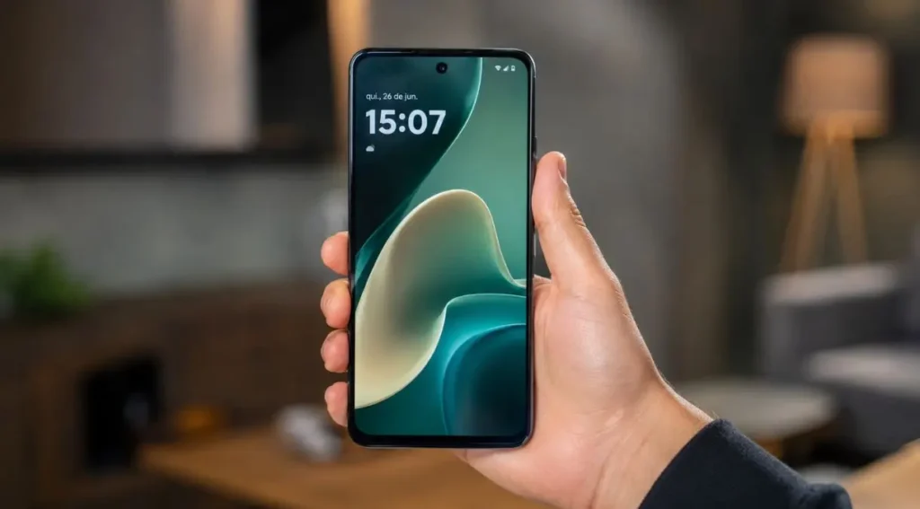 Moto G67: análise completa do novo celular com foco em custo-benefício 6 Moto G67 tamanho real uso cotidiano mão celular intermediário
