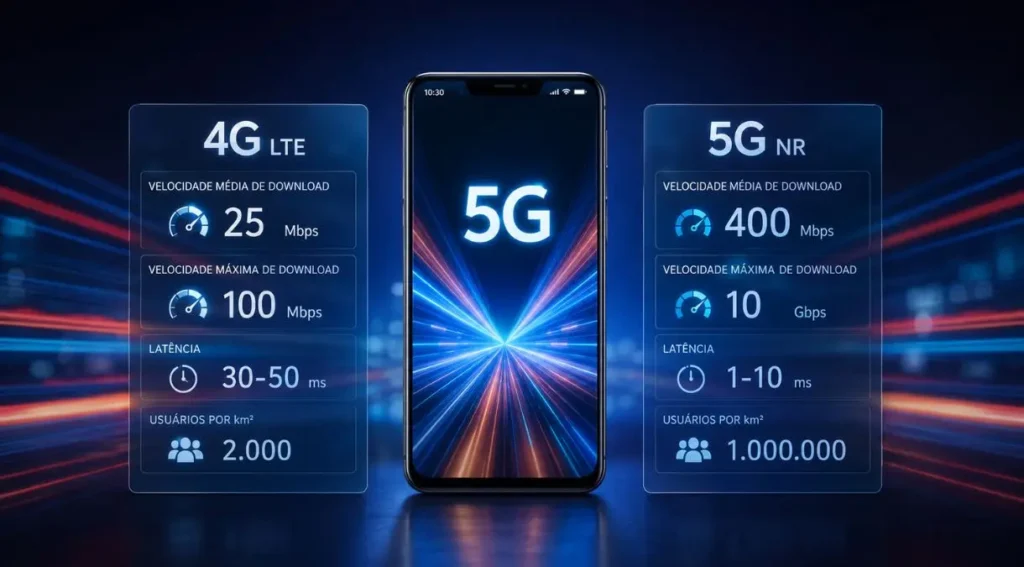 5G Vale a Pena no Brasil em 2026? Guia Completo e Atualizado 3 comparação velocidade 4G 5G latência Brasil 2026
