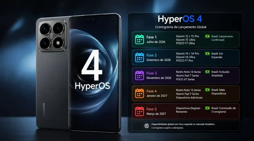 cronograma lançamento hyperos 4 brasil 2026 2027