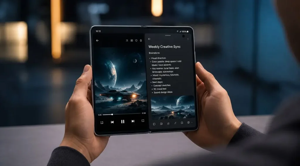 celular dobrável multitarefa dois aplicativos tela interna 8 polegadas