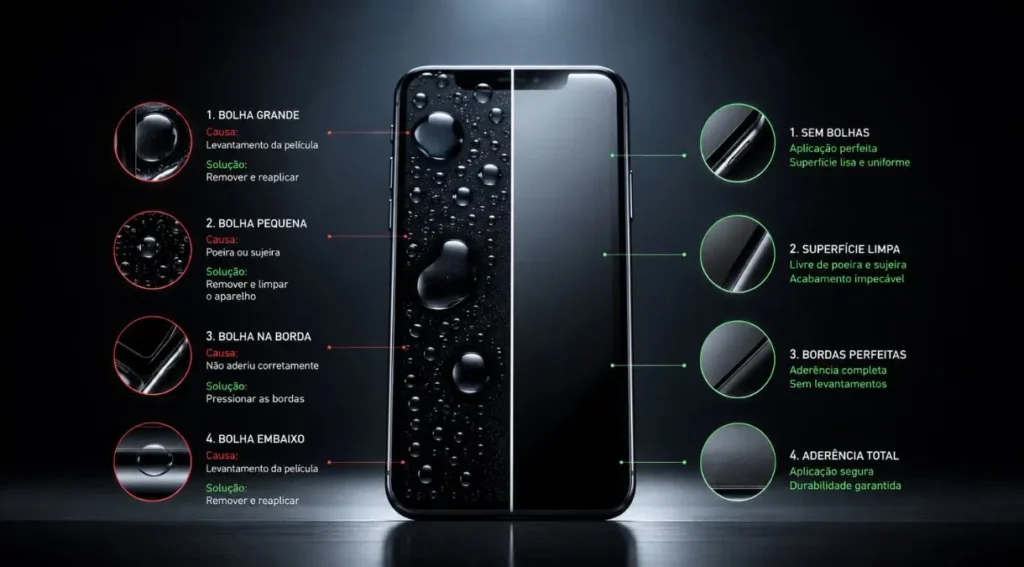 Tutorial de Aplicação de Película: Guia Completo 2026 6 tipos bolhas película celular como resolver solucionar