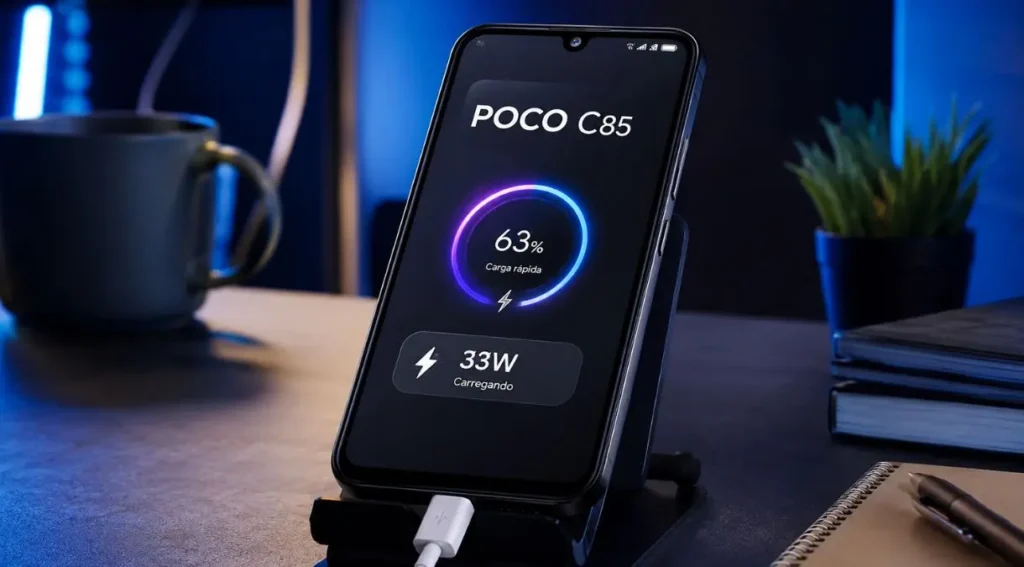 Poco C Series 2026: Guia Completo dos Melhores Modelos de Entrada 4 poco c85 carregamento rápido 33w bateria 6000mah