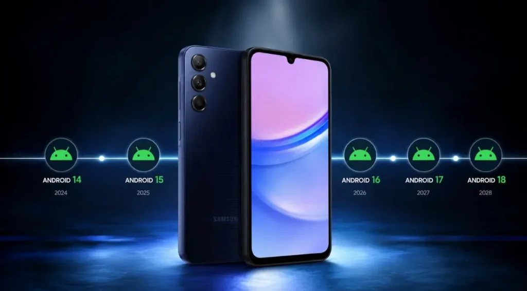 "atualizações Android Samsung A15 linha do tempo 2026