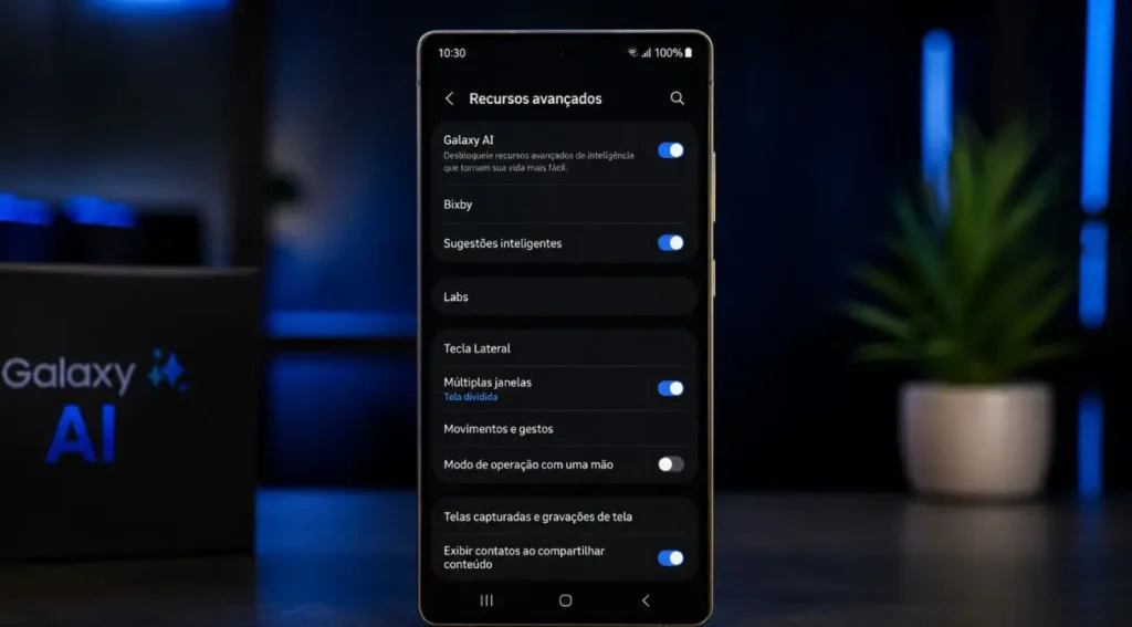 Inteligência Artificial em Celular: Como a IA Está Transformando os Smartphones 3 Galaxy AI menu recursos avançados Samsung celular